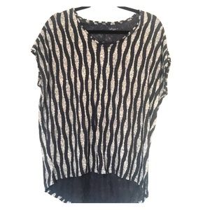 Navy and White Linen T-Shirt